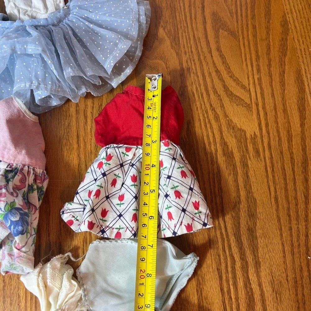 VTG Doll Clothes Lot w/ Blue Carry Case Mixed Doll Outfits Dresses Wardrobe